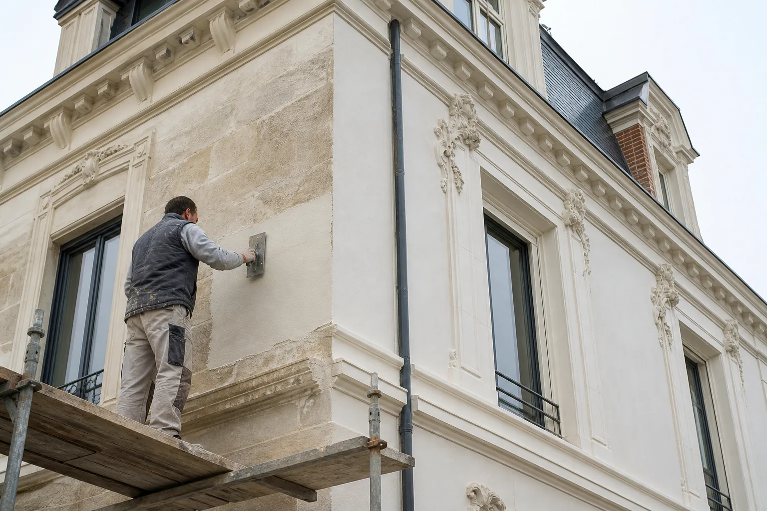 Restauration d’une façade minérale
